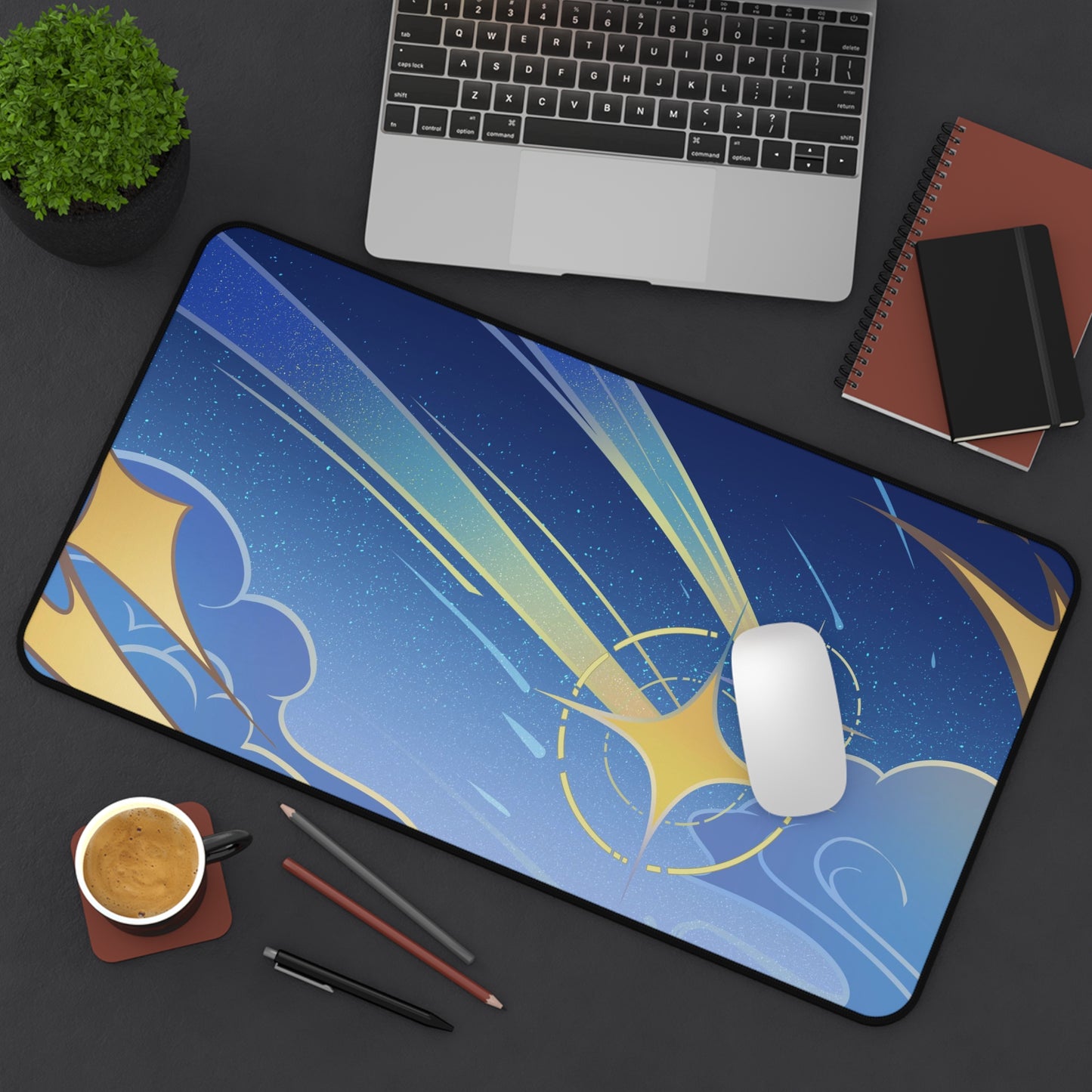 Traveler Inspired Desk Mat | Aether Lumine Celestial Fanmade Namecard Style Genshin Impact Mousepad