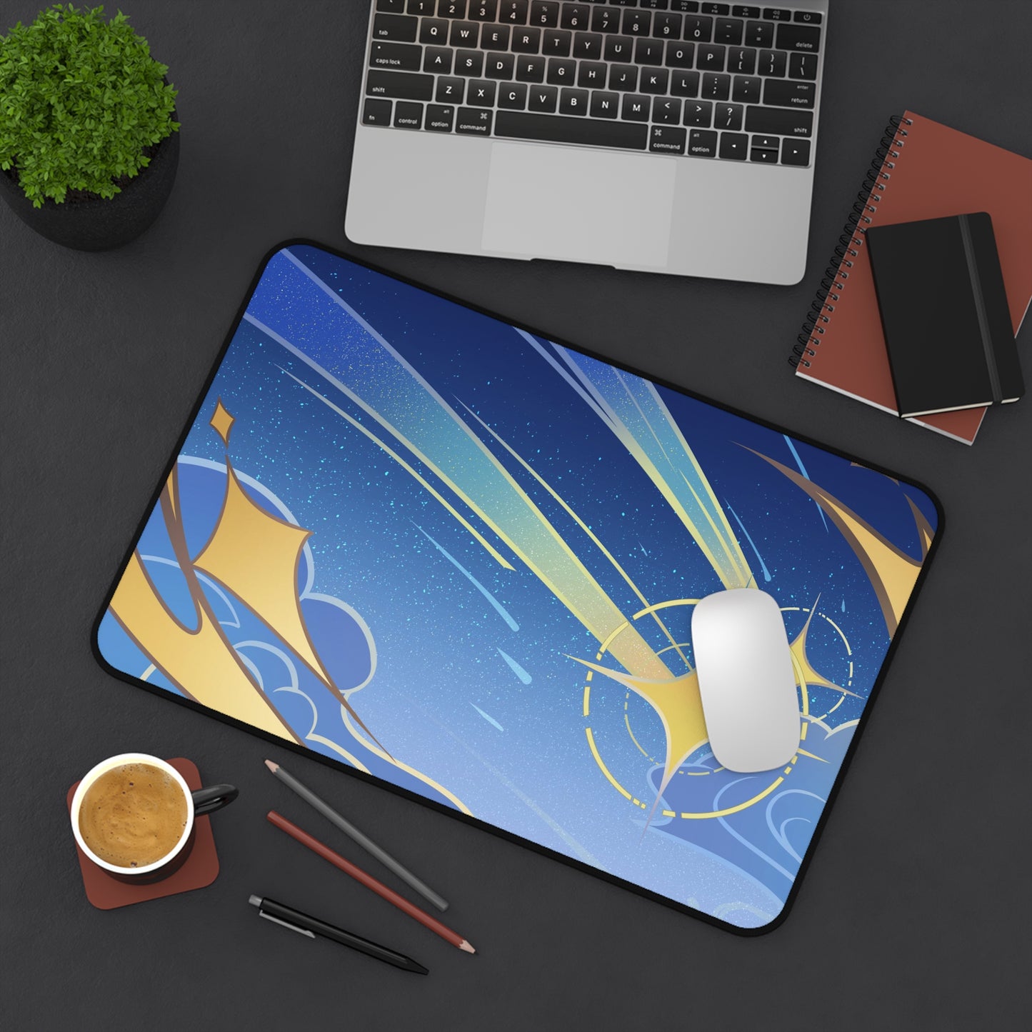 Traveler Inspired Desk Mat | Aether Lumine Celestial Fanmade Namecard Style Genshin Impact Mousepad