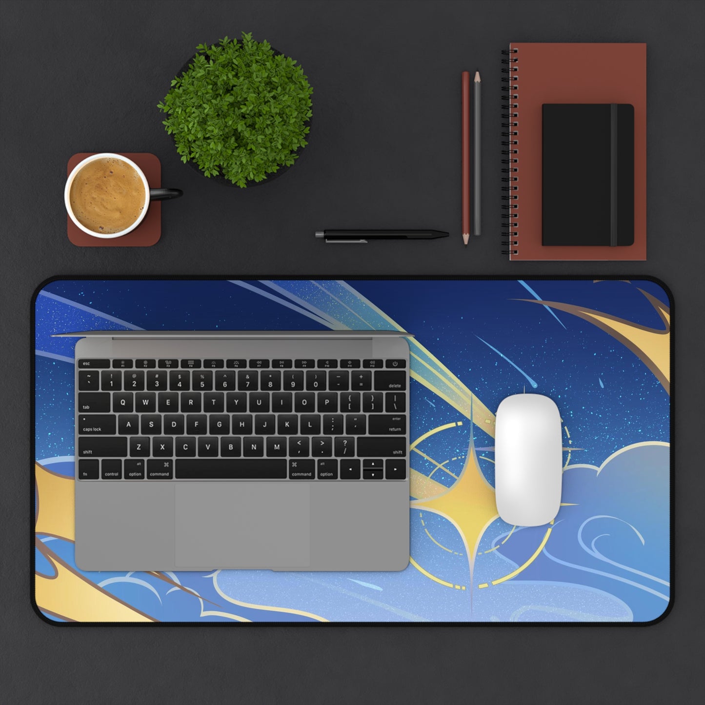 Traveler Inspired Desk Mat | Aether Lumine Celestial Fanmade Namecard Style Genshin Impact Mousepad