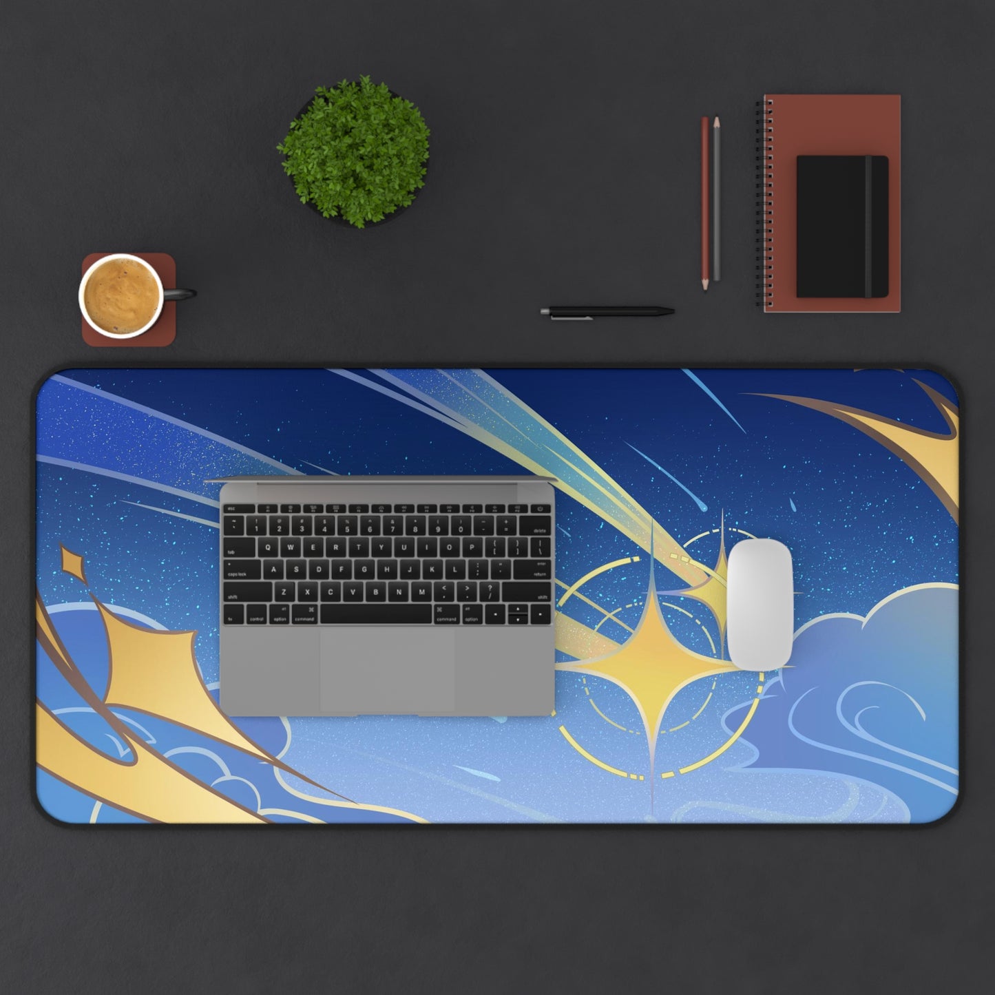 Traveler Inspired Desk Mat | Aether Lumine Celestial Fanmade Namecard Style Genshin Impact Mousepad