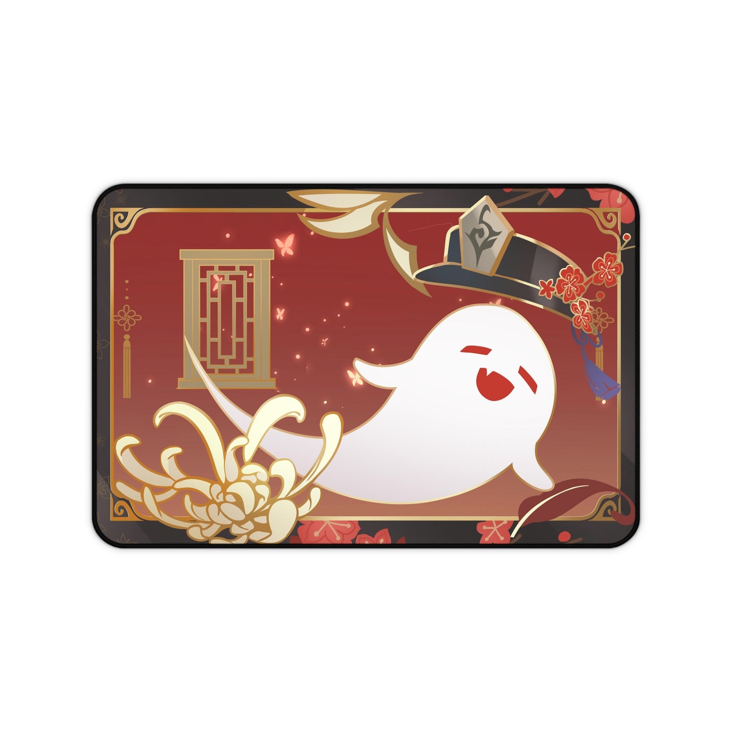 Hu Tao and Boo Tao Aesthetic Fanmade Namecard Inspired Genshin Impact Desk Mat Mousepad