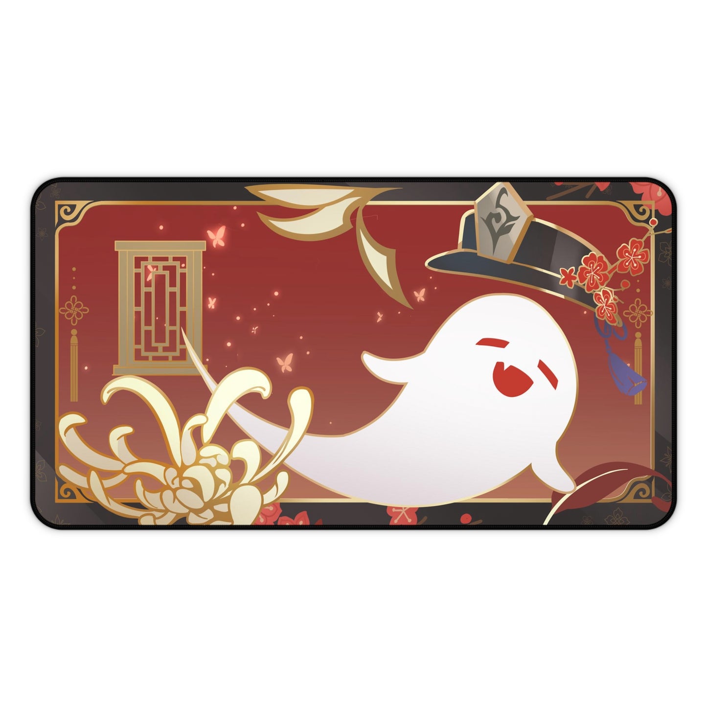 Hu Tao and Boo Tao Aesthetic Fanmade Namecard Inspired Genshin Impact Desk Mat Mousepad