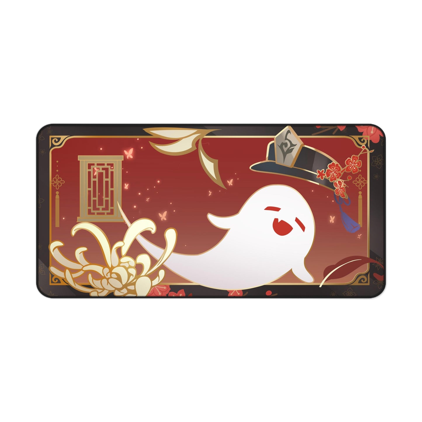Hu Tao and Boo Tao Aesthetic Fanmade Namecard Inspired Genshin Impact Desk Mat Mousepad